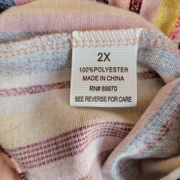 Eden & Olivia Womens Blouse Plus Size 2X Button Front Multicolor Stripes Pockets - Picture 5 of 9